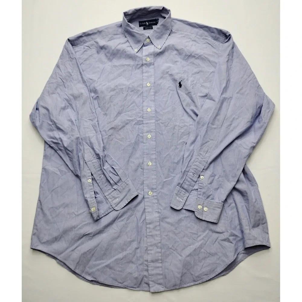 Ralph Lauren Shirt Yarmouth Size 17 34/35 Long Sleeve Button Down Pin Stripe